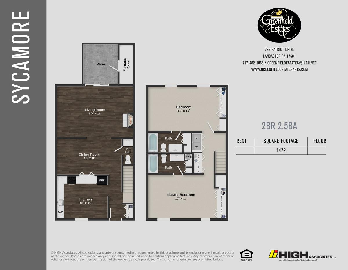 Sycamore Floor Plan - 2 Bed TH
